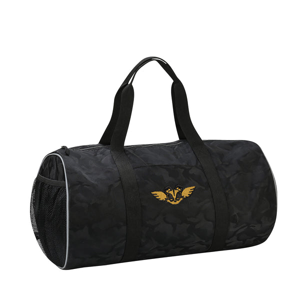 BLACK CAMO BARREL BAG