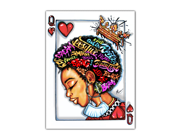 AFRO QUEEN OF HEARTS CANVAS PRINT